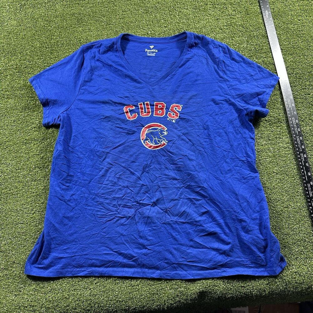 Chicago Cubs Fanatics Women's 2XL Sofia #15 Blue V-Neck T-Shirt NWOT